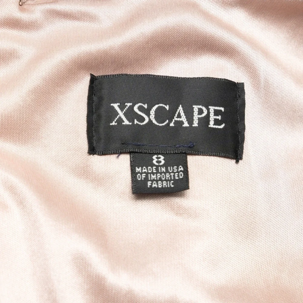Xscape - Long Sleeve Stretchy V-neck Ruffle Dress - Picture 4 of 14